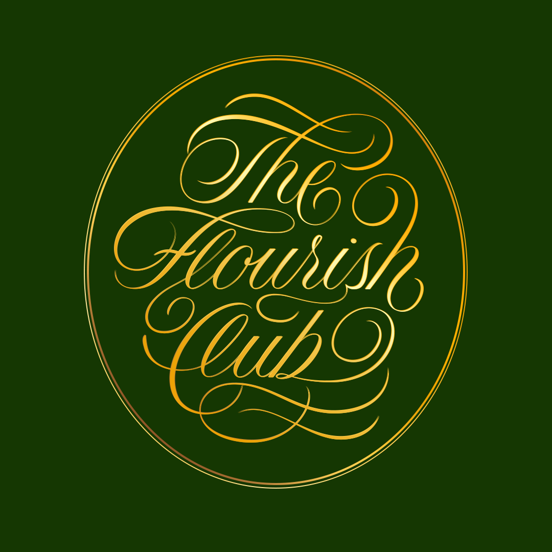 Logo "The Flourish Club" on a badge